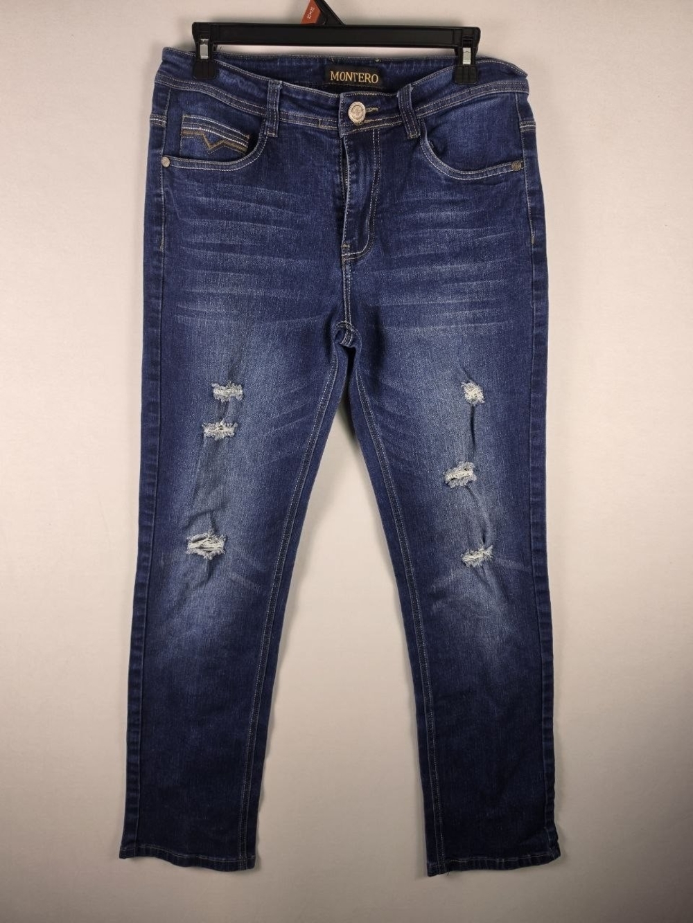 Montero Men's Distressed Slim Fit Jeans Size 32x30 Stretchy Denim Pants